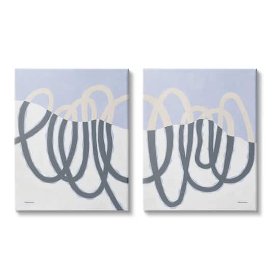 Stupell Industries Contrasting Wave Line Abstract Blue Nautical Painting Canvas Wall Art